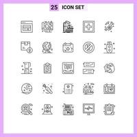 25 Universal Lines Set for Web and Mobile Applications accessories question factory information help Editable Vector Design Elements