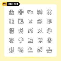 25 Creative Icons for Modern website design and responsive mobile apps. 25 Outline Symbols Signs on White Background. 25 Icon Pack. vector