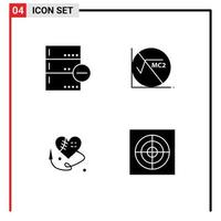 4 iconos creativos signos y símbolos modernos de la fórmula de la base de datos del corazón de costura de respaldo elementos de diseño vectorial editables del corazón del corazón vector