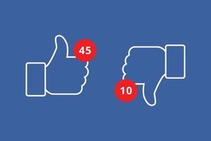 Facebook thumb up and thumb down background with notification vector