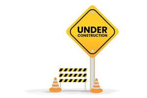 Yellow under construction realistic sign vector