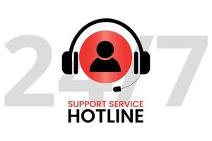 Support service hotline with headphone and microphone. support service for user vector