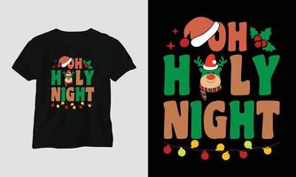 oh santa noche - groovy christmas svg diseño de camisetas y prendas de vestir vector