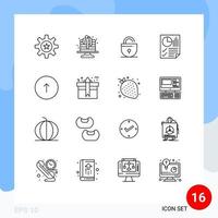 paquete de iconos de vector de stock de 16 signos y símbolos de línea para datos de postre de documento de informe elementos de diseño de vector editables de Internet