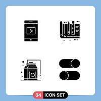 4 Universal Solid Glyph Signs Symbols of mobile grocery architect ruler food Editable Vector Design Elements
