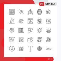 25 User Interface Line Pack of modern Signs and Symbols of announcement processor bulb microchip chip Editable Vector Design Elements