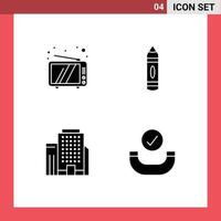 Group of Modern Solid Glyphs Set for retro building device pencil call Editable Vector Design Elements