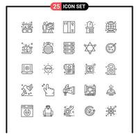 Mobile Interface Line Set of 25 Pictograms of exercise globe graph global living Editable Vector Design Elements