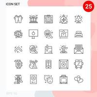 paquete vectorial de 25 iconos en estilo de línea. paquete de contorno creativo aislado sobre fondo blanco para web y móvil. vector