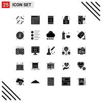 Universal Icon Symbols Group of 25 Modern Solid Glyphs of record folder barrel file eco Editable Vector Design Elements