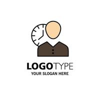 reloj horas hombre horario personal tiempo temporización usuario empresa logotipo plantilla color plano vector