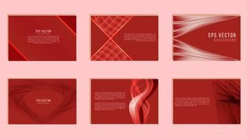 conjunto de plantillas de presentación de diseño rojo fondo abstracto para powerpoint, folleto, web, perfil de empresa, marca, banner vector