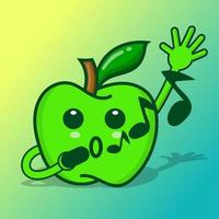 Green Apple Character Isolated Design EPS Vector Cartoon Style