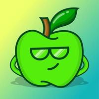 Green Apple Character Isolated Design EPS Vector Cartoon Style