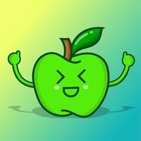 Green Apple Character Isolated Design EPS Vector Cartoon Style