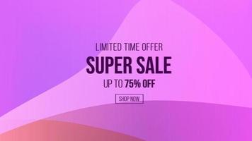 Purple Super Sale Discount Banner Shape Background Abstract EPS Vector