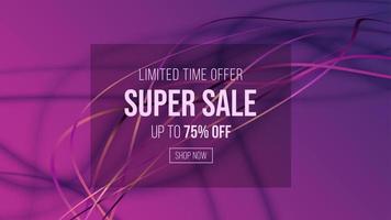 Purple Super Sale Discount Banner Shape Background Abstract EPS Vector