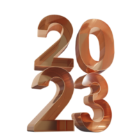 Gold 2023 new year 3d rendering isolated on transparent background png