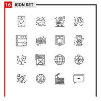 Set of 16 Modern UI Icons Symbols Signs for database women cart sign store Editable Vector Design Elements