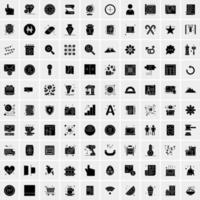 Set of 100 Business Solid Glyph icons vector