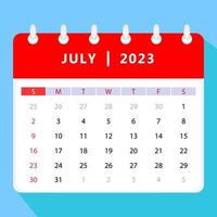 July 2023 calendar template. Vector design.