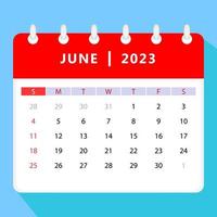 June 2023 calendar template. Vector design.