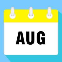 Calendar icon for August. Vector illustration.