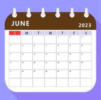 June 2023 calendar planner template. Vector design.