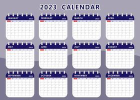 plantilla de planificador de calendario mensual del año 2023. imágenes de diseño. vector