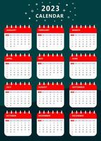 plantilla de calendario mensual del año 2023. imágenes de diseño. vector