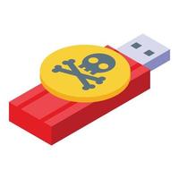 virus usb flash icono vector isométrico. seguridad de datos