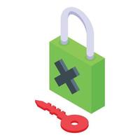 Cyber padlock icon isometric vector. Data security vector