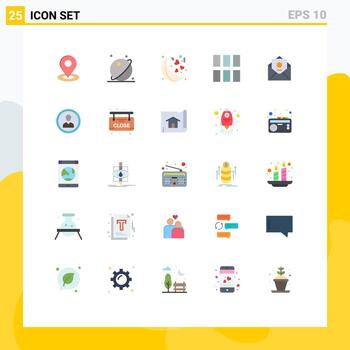 Flat Color Pack of 25 Universal Symbols of envelope layout system image editing Editable Vector Design Elements