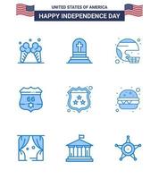 9 Creative USA Icons Modern Independence Signs and 4th July Symbols of security shield american american state Editable USA Day Vector Design Elements