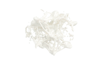 mjölk stänk med droppar. 3d tolkning. png alfa kanal.