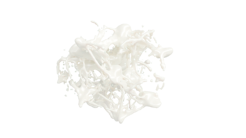 Milk Splash with droplets. 3d rendering. PNG alpha channel.