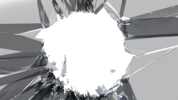 Glass mirror breaked shatter with debris super slow motion. Macro camera 3d illustration. png