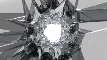 Glass mirror breaked shatter with debris super slow motion. Macro camera 3d illustration. png