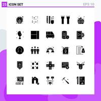 Set of 25 Modern UI Icons Symbols Signs for medieval castle tower drawing castle building scale Editable Vector Design Elements