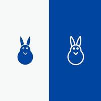 Bunny Easter Easter Bunny Rabbit Line and Glyph Solid icon Blue banner Line and Glyph Solid icon Blue banner vector