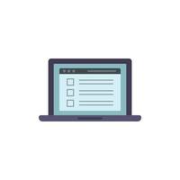 To-do list laptop icon flat isolated vector