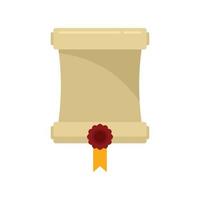 Attestation roll diploma icon flat isolated vector