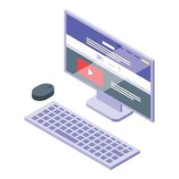 Pc study case icon isometric vector. Data learn vector