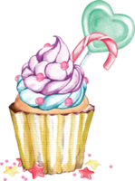 lindo cupcake en acuarela png