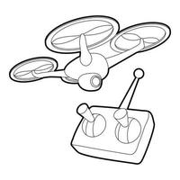 icono de helicóptero rc, estilo de esquema vector