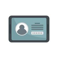 Tablet authentication icon flat isolated vector