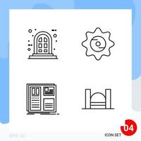 Modern Pack of 4 Icons. Line Outline Symbols isolated on White Backgound for Website designing vector