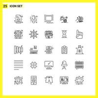 25 conjunto de iconos. símbolos de línea simple. signo de contorno sobre fondo blanco para aplicaciones móviles de diseño de sitios web y medios impresos. vector