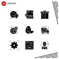 colección de 9 iconos vectoriales en estilo sólido. símbolos de glifos perfectos de píxeles para web y móvil. signos de icono sólido sobre fondo blanco. 9 iconos. vector