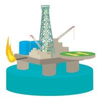 Oil platform icon, cartoon style vector